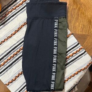 PINK Victoria's Secret Black and Olive Leggings